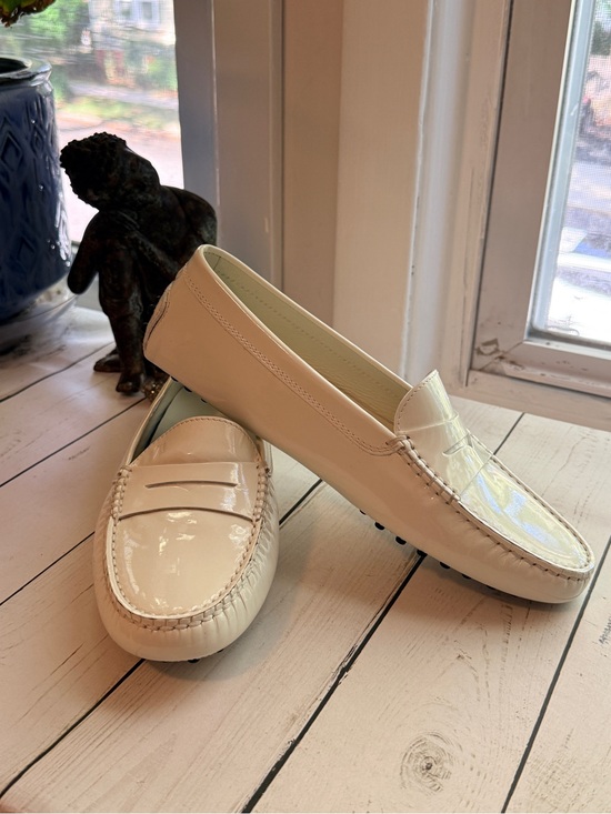 Tod's Shoes - Tod's | City Gommino White Patent Leather Loafers